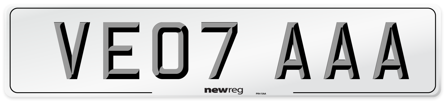 VE07 AAA Number Plate from New Reg